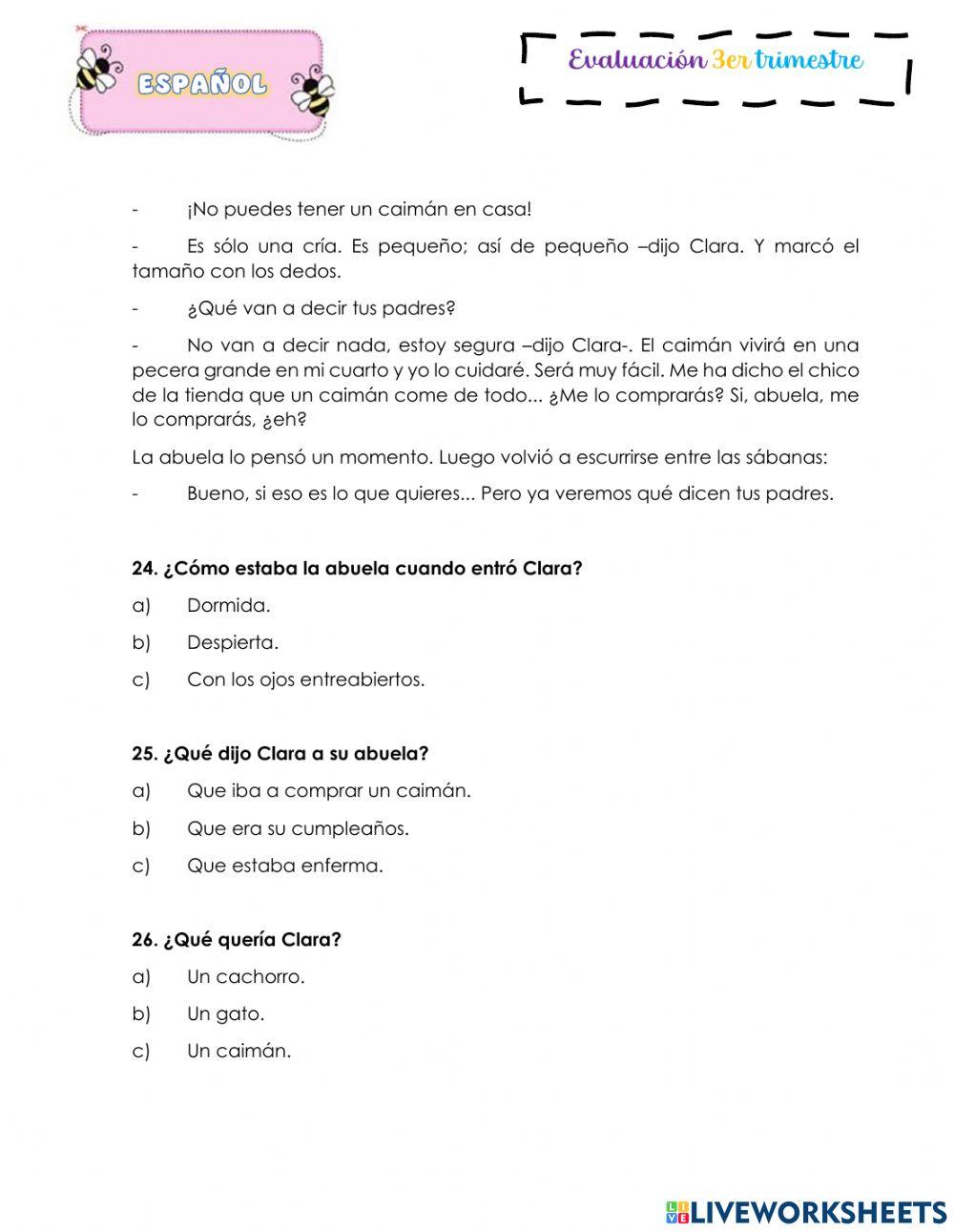 Evaluación español parte 2