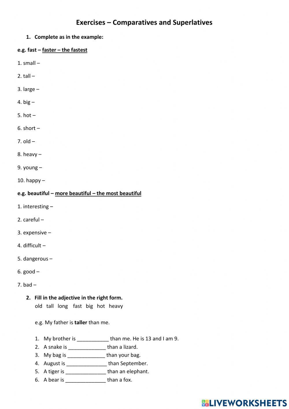Comparatives and superlatives