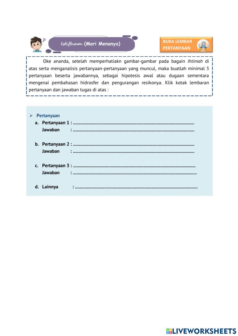LEMBAR PERTANYAAN 6 (HIDROSFER BUMI)