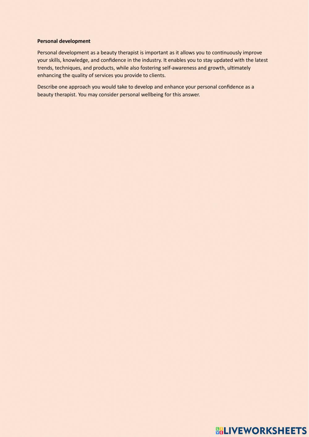 Beauty Therapy Level 2 Baseline assessment