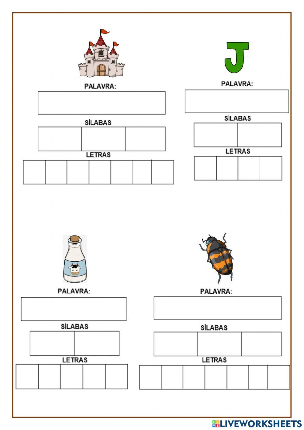 Identificando as partes das palavras