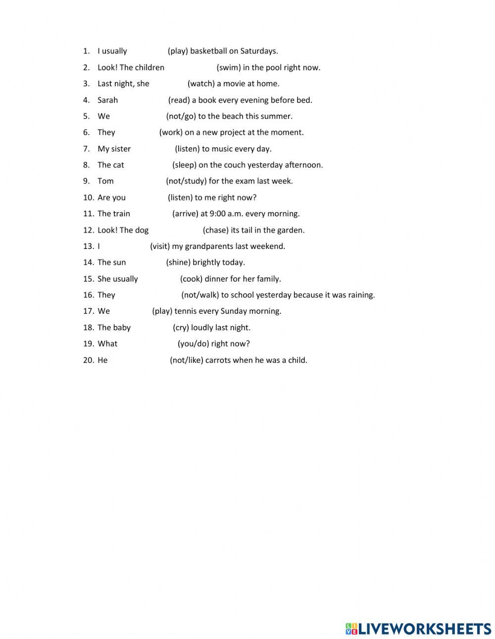 Present Simple, Presenr Continuous, Past Simple