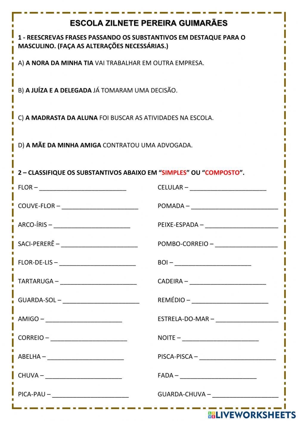 Tipos de Substantivos