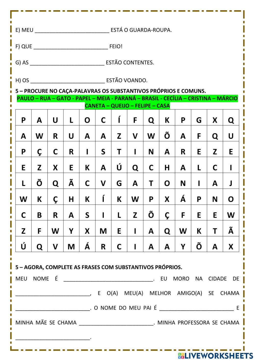 Tipos de Substantivos