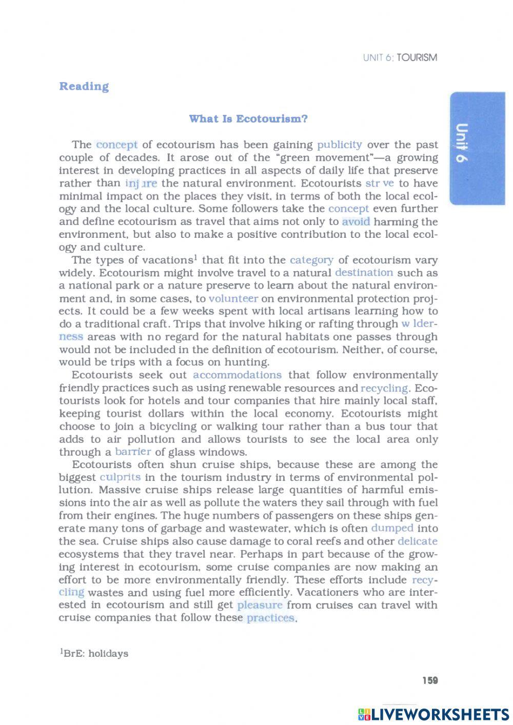 Barron's IELTS - Unit 6.2 - Tourism