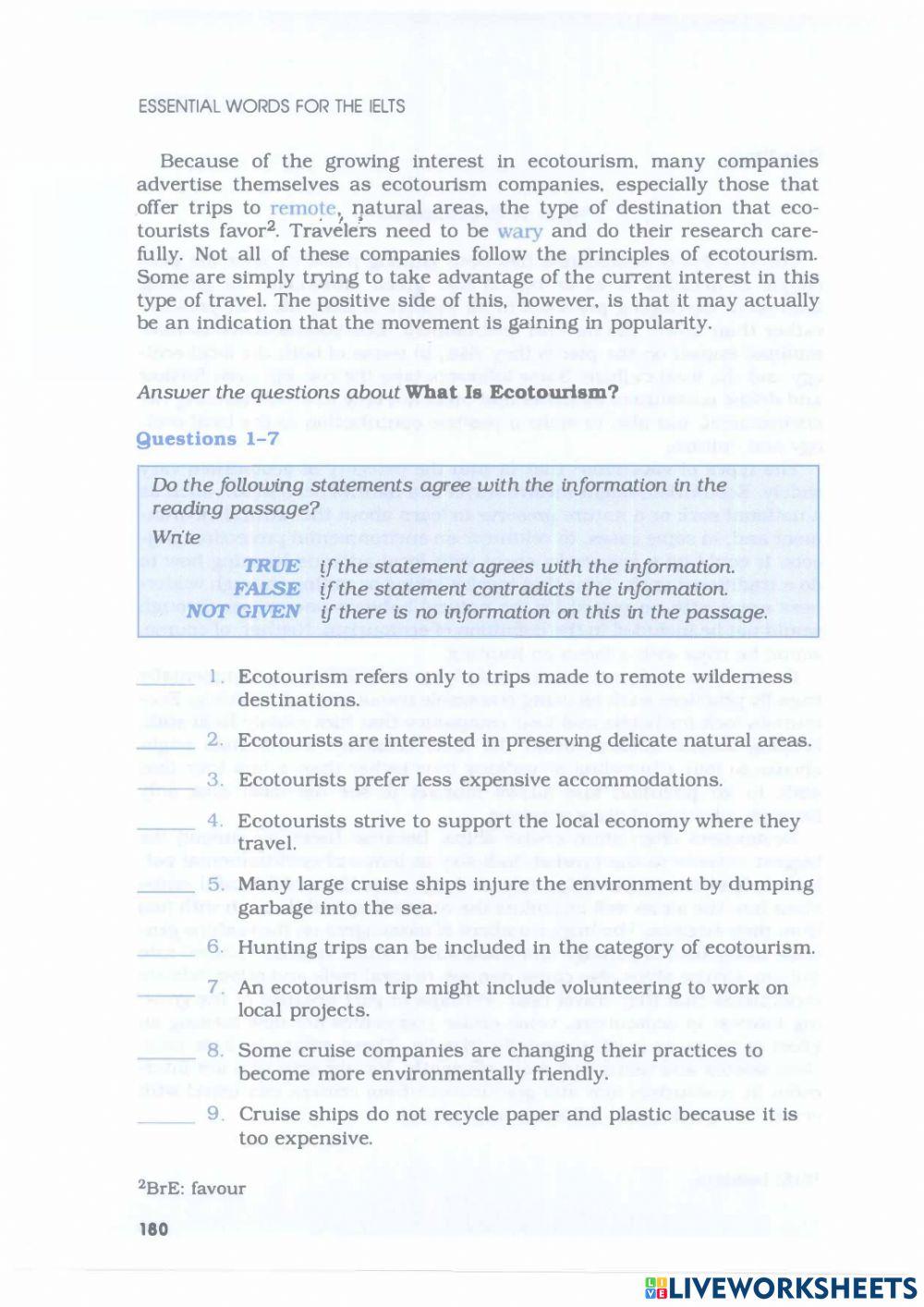 Barron's IELTS - Unit 6.2 - Tourism