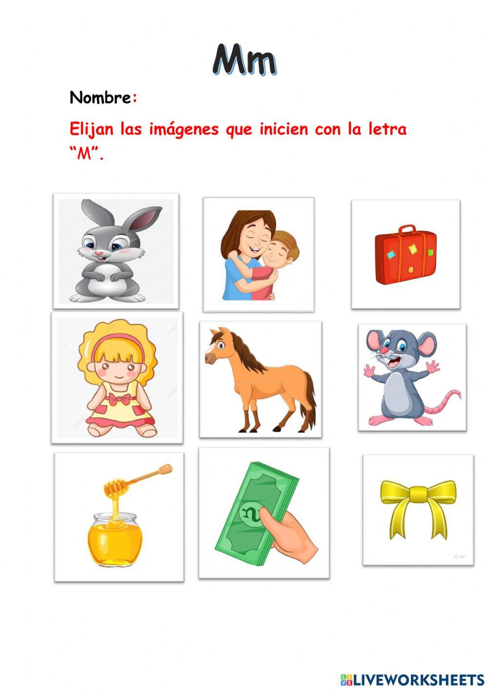 Elijan las imágenes que inicien con la letra “M”.