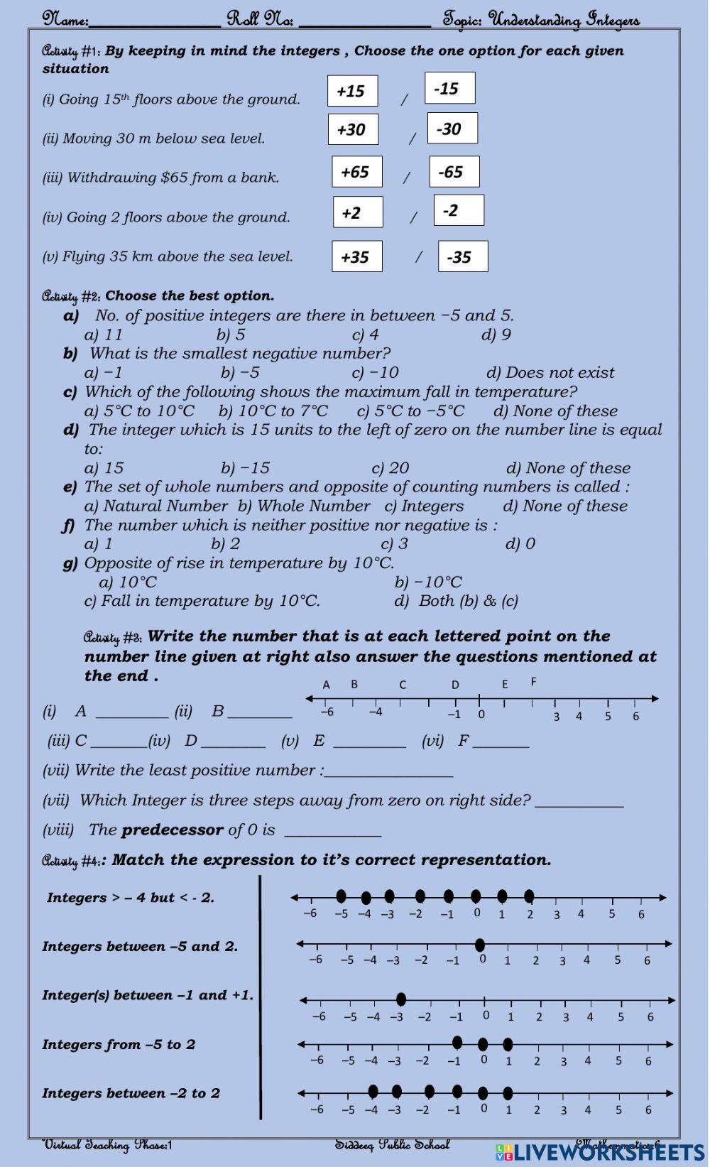 7085825 integers seemab kiani liveworksheets