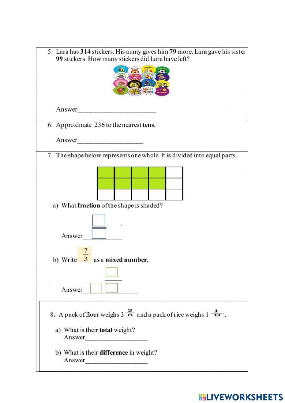 7085877 | Grade 4 Mathematics Entry Exam | MosmiW