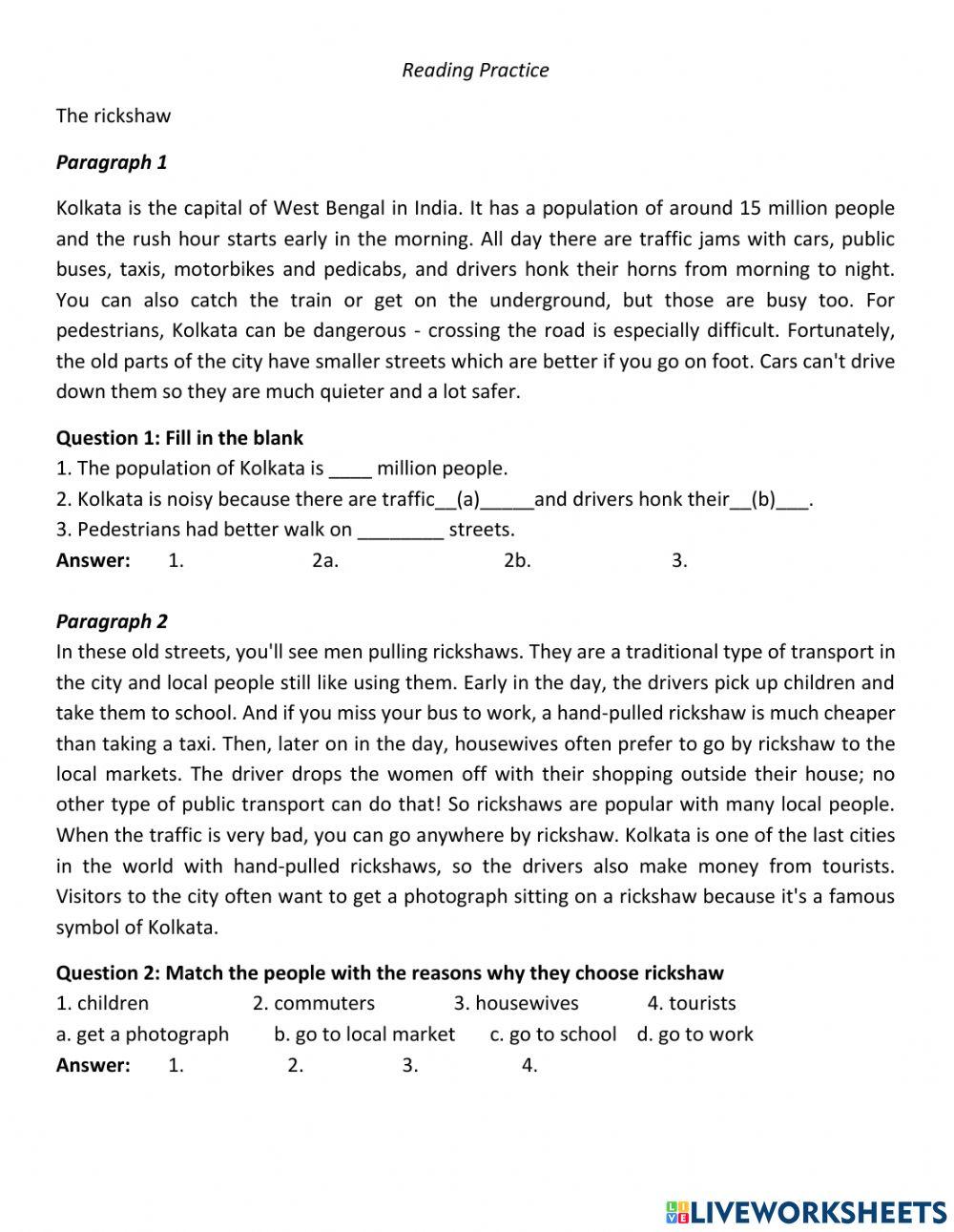 Reading: The rickshaw