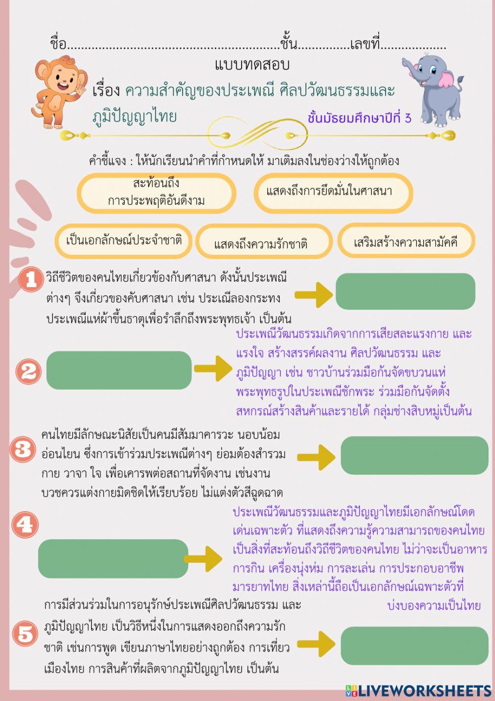 ความสำคัญของประเพณี ศิลปวัฒนธรรม และภูมิปัญญาไทย