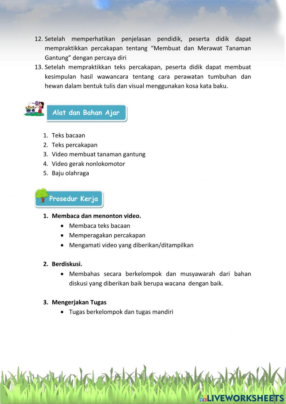 LKPD Kelas 3 Tema 2 Menyayangi Tumbuhan dan Hewan Subtema 3 Menyayangi Tumbuhan