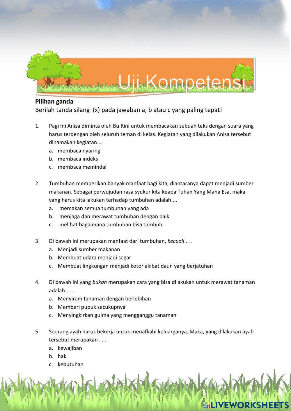 LKPD Kelas 3 Tema 2 Menyayangi Tumbuhan dan Hewan Subtema 3 Menyayangi Tumbuhan