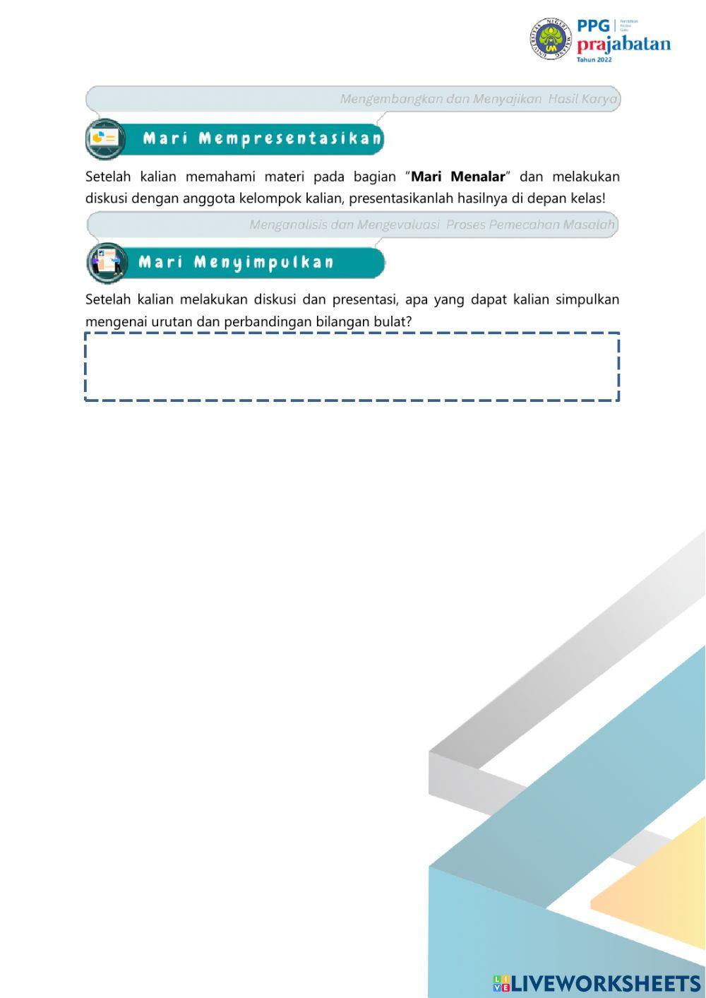 LKPD Bilangan Bulat Kelas 7