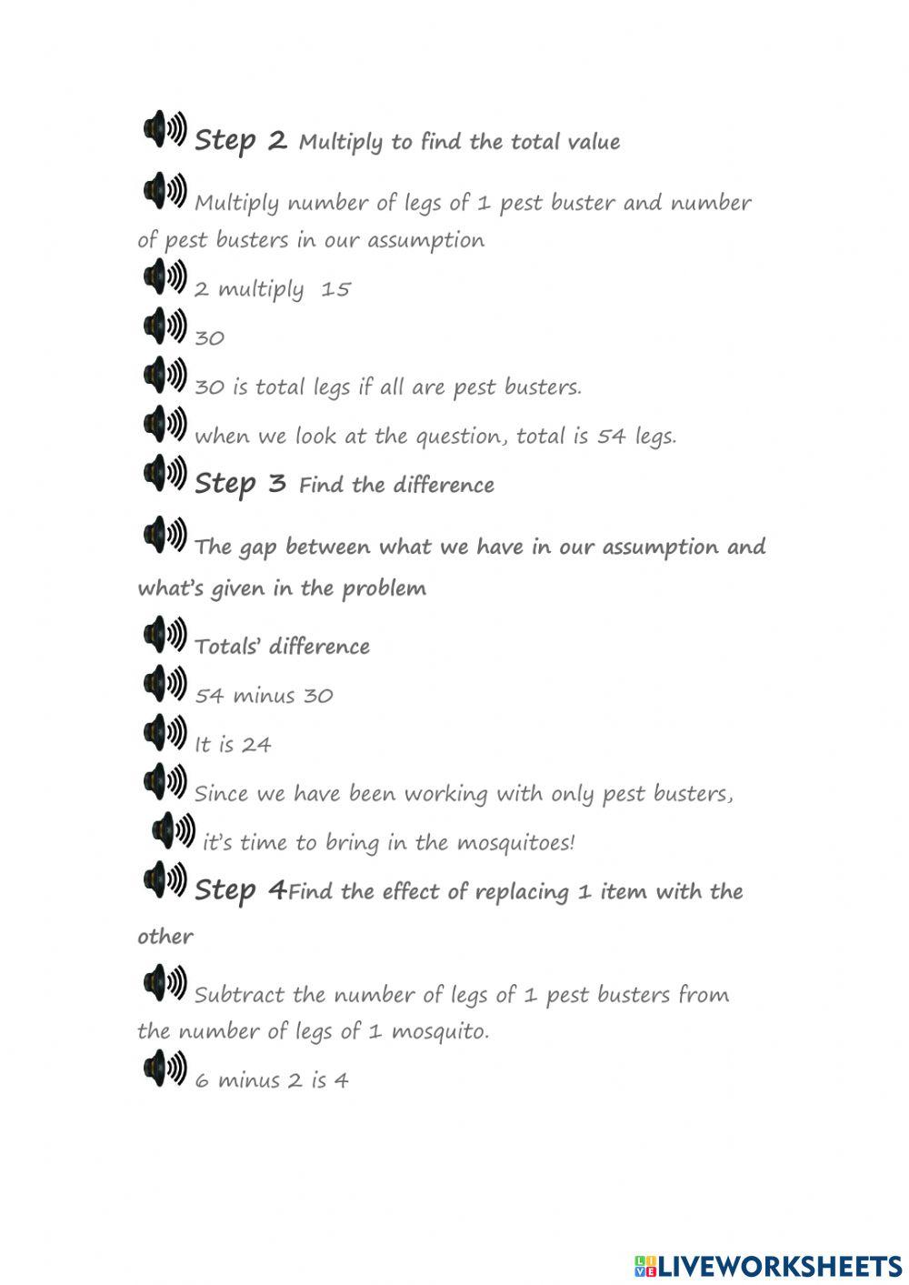 Assumption method for problem solving