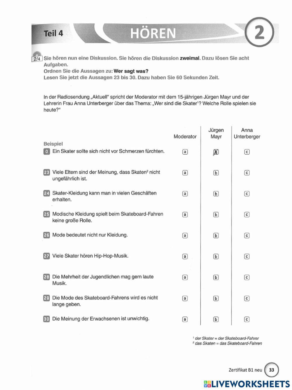 arbeitssuche b1 prüfung