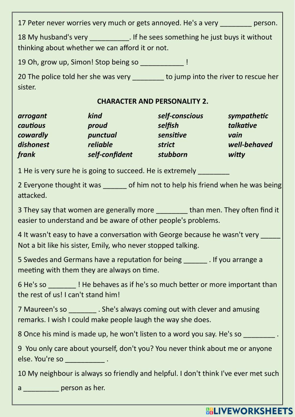 Character and personality 1