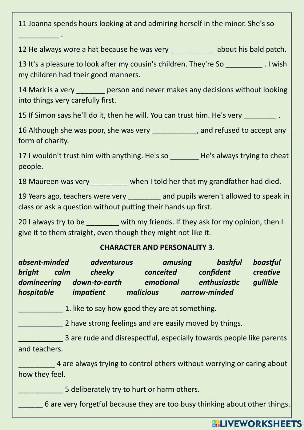 Character and personality 1