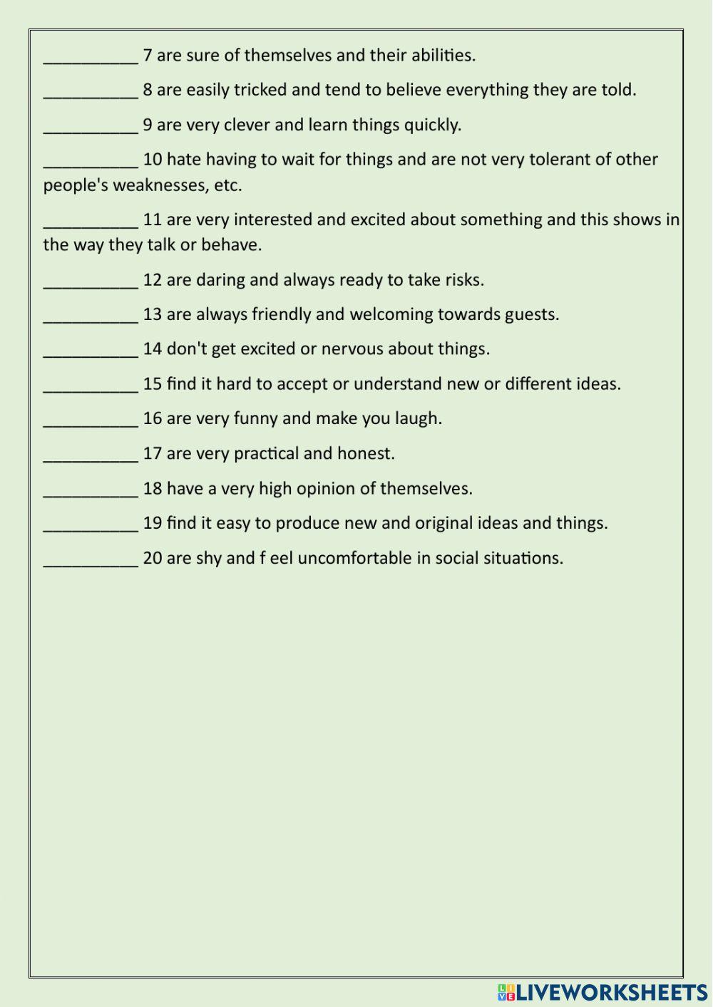 Character and personality 1