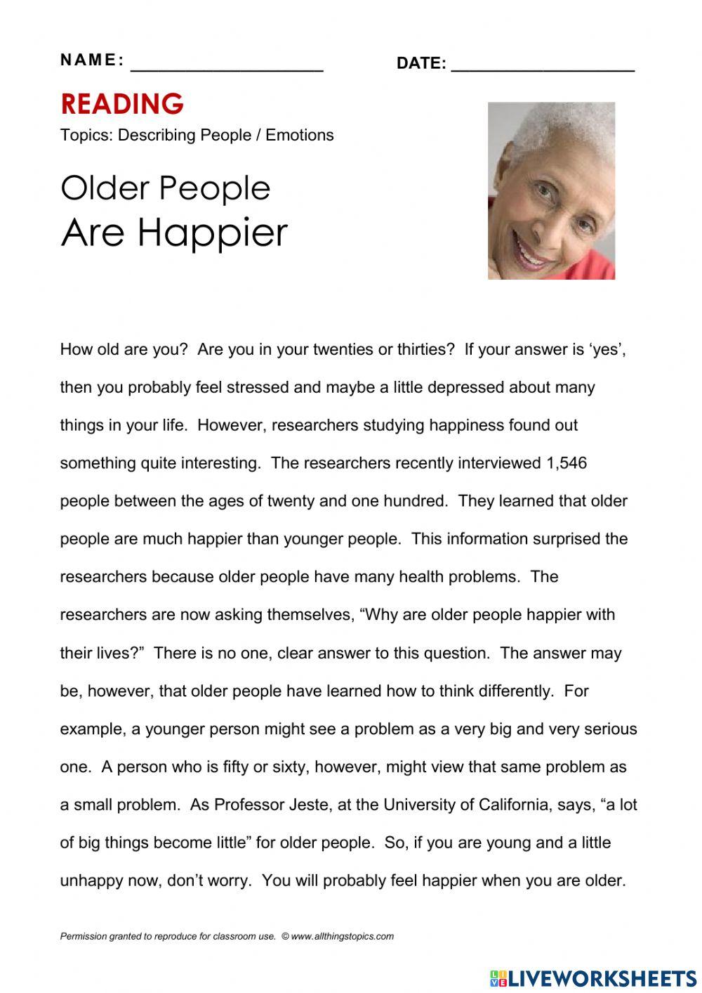 Older People are Happier - All Things Topics