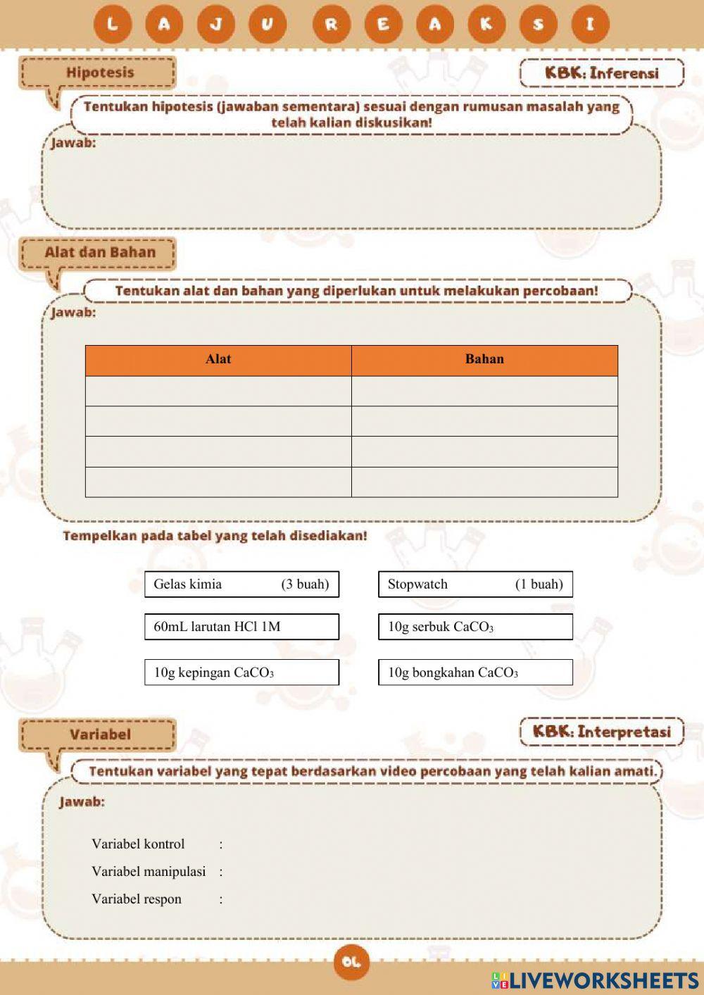 E-LKPD LAJU REAKSI FAKTOR LUAS PERMUKAAN