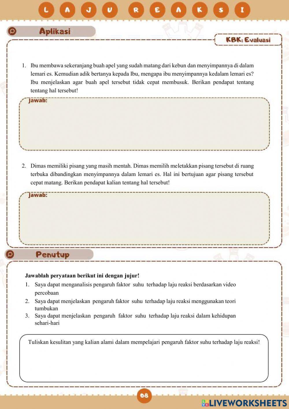 E-LKPD LAJU REAKSI FAKTOR SUHU