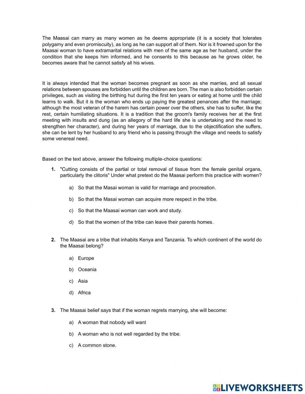 The Marital Relationships of the Maasai