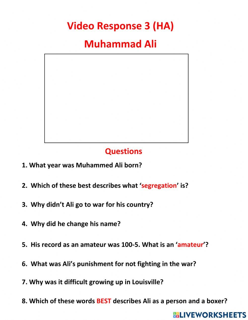 Video response - Muhammad Ali (HA)