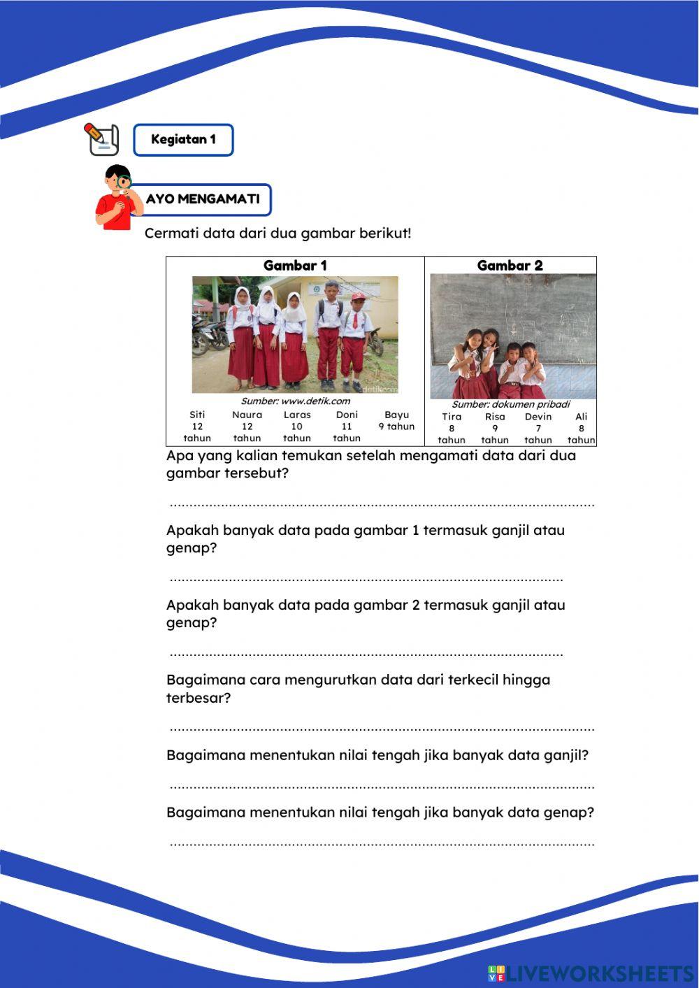 LKPD Median Pengolahan Data Kelas VI SD