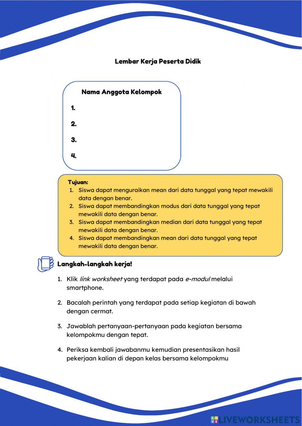 LKPD Mean Pengolahan Data Kelas VI SD