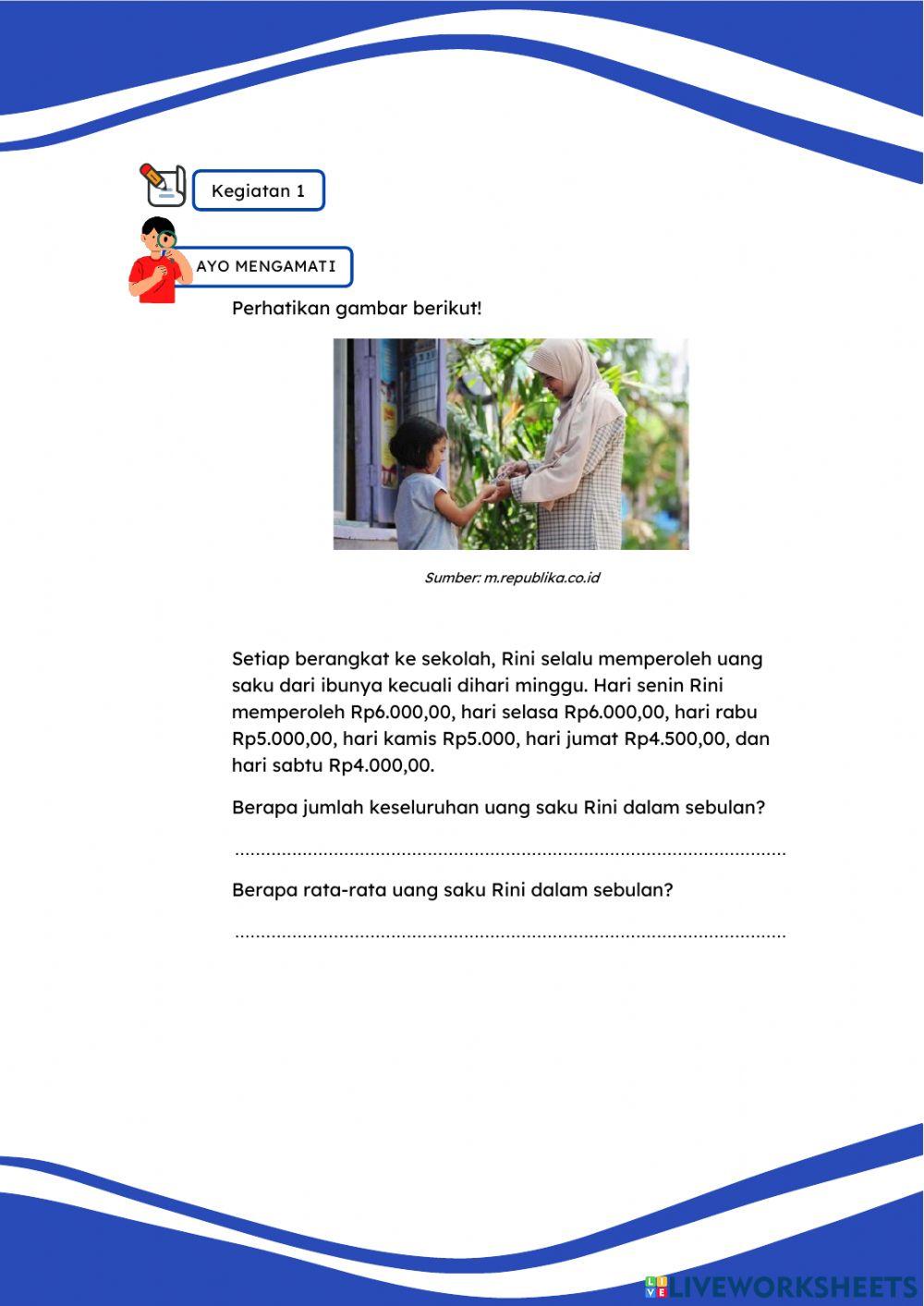 LKPD Mean Pengolahan Data Kelas VI SD