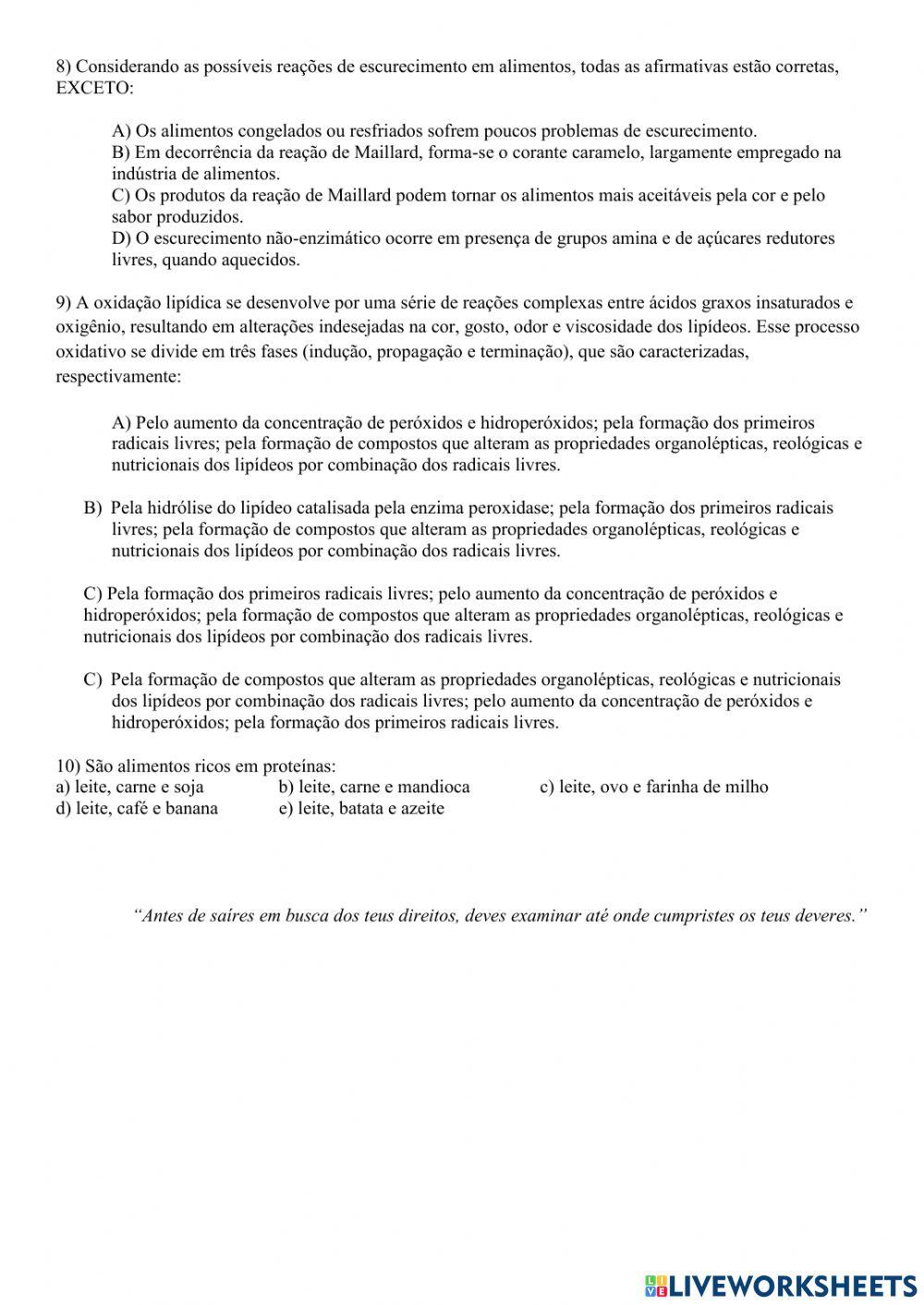 Final de Química dos Alimentos 2