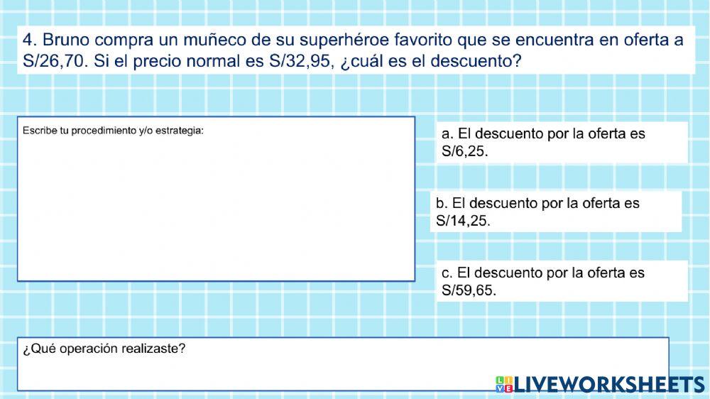 Problemas con dinero en soles y céntimos