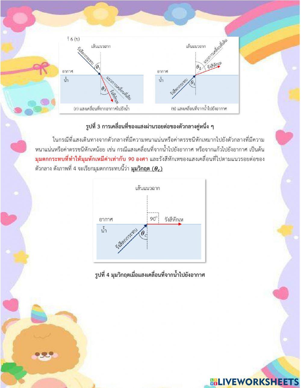 ใบความรู้ที่ 11.2 เรื่อง การหักเหของแสง
