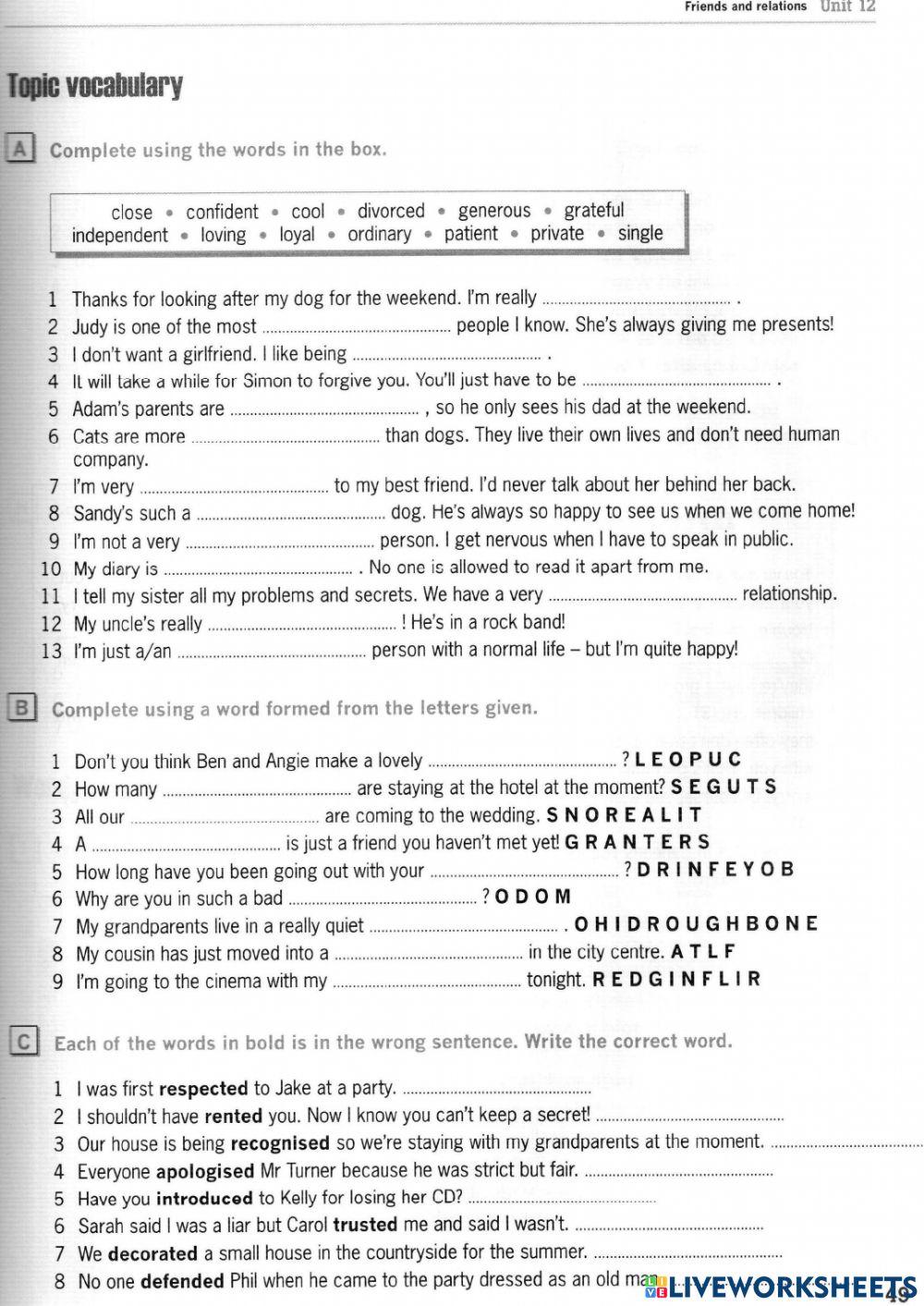 Friends and relations B1