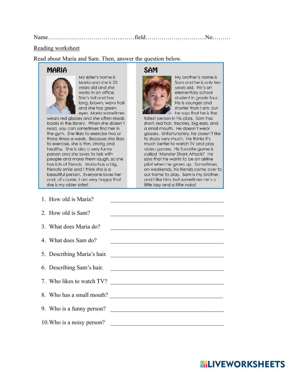 describing people reading 