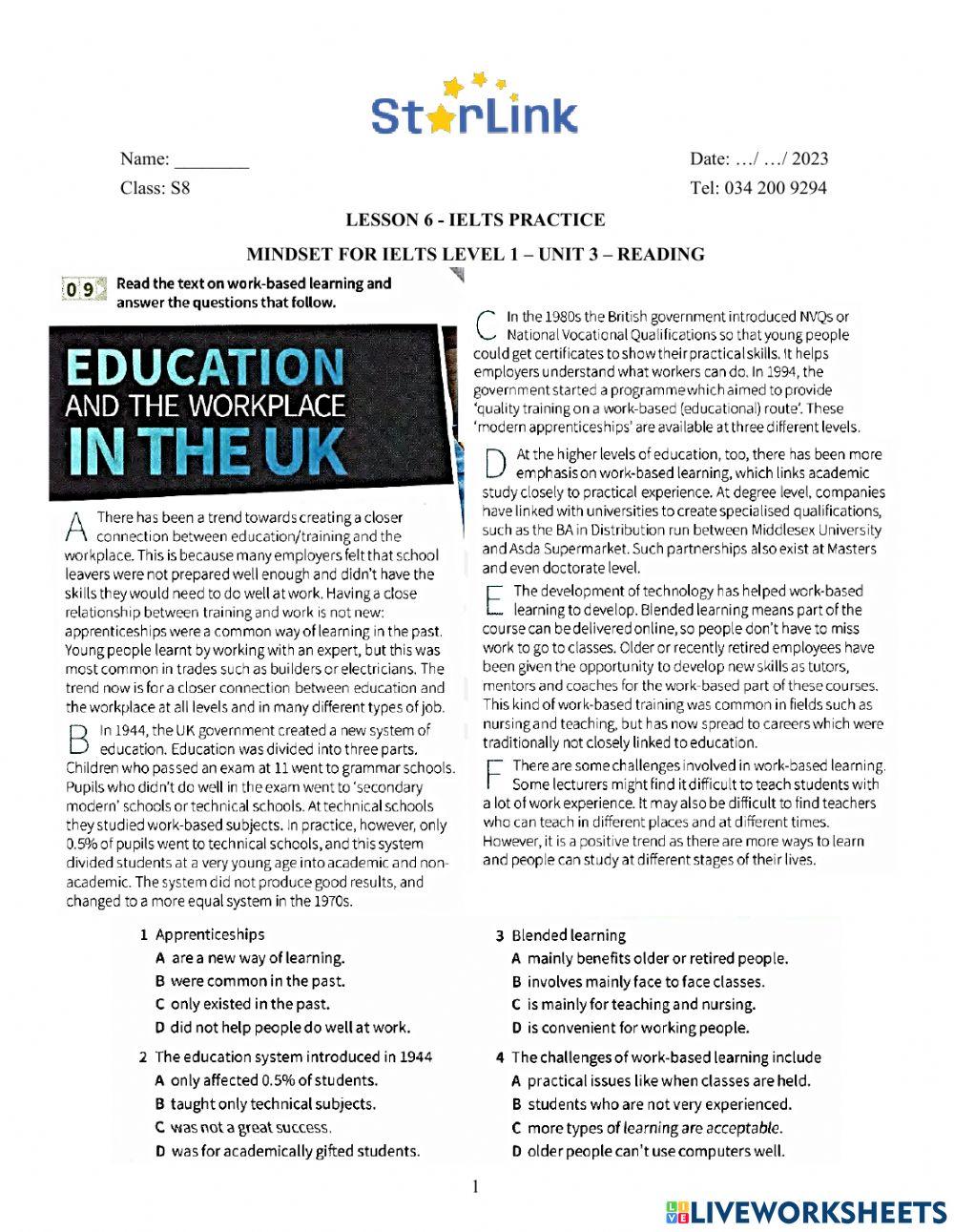 Foreign teacher-S8-Week 6-Lesson 6-IELTS PRACTICE