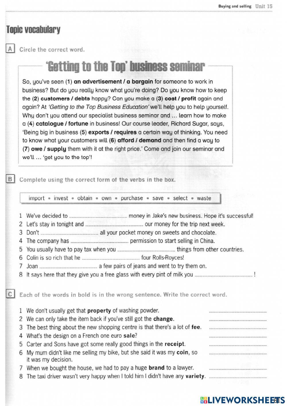 Buying and selling B1