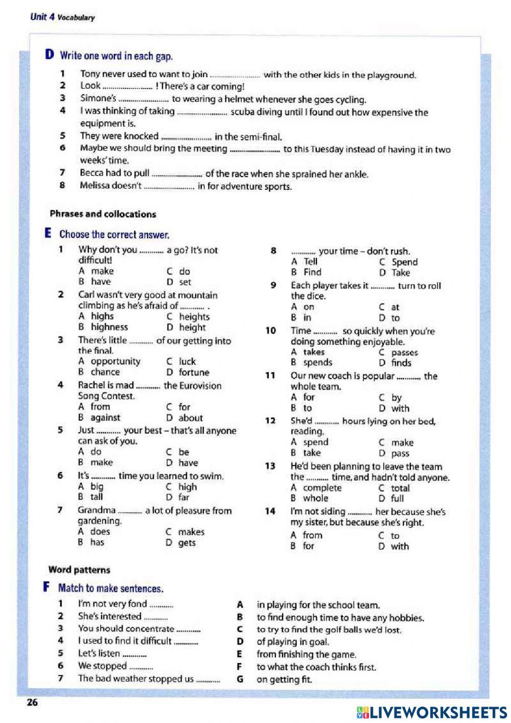 Hobbies, Sport, Games