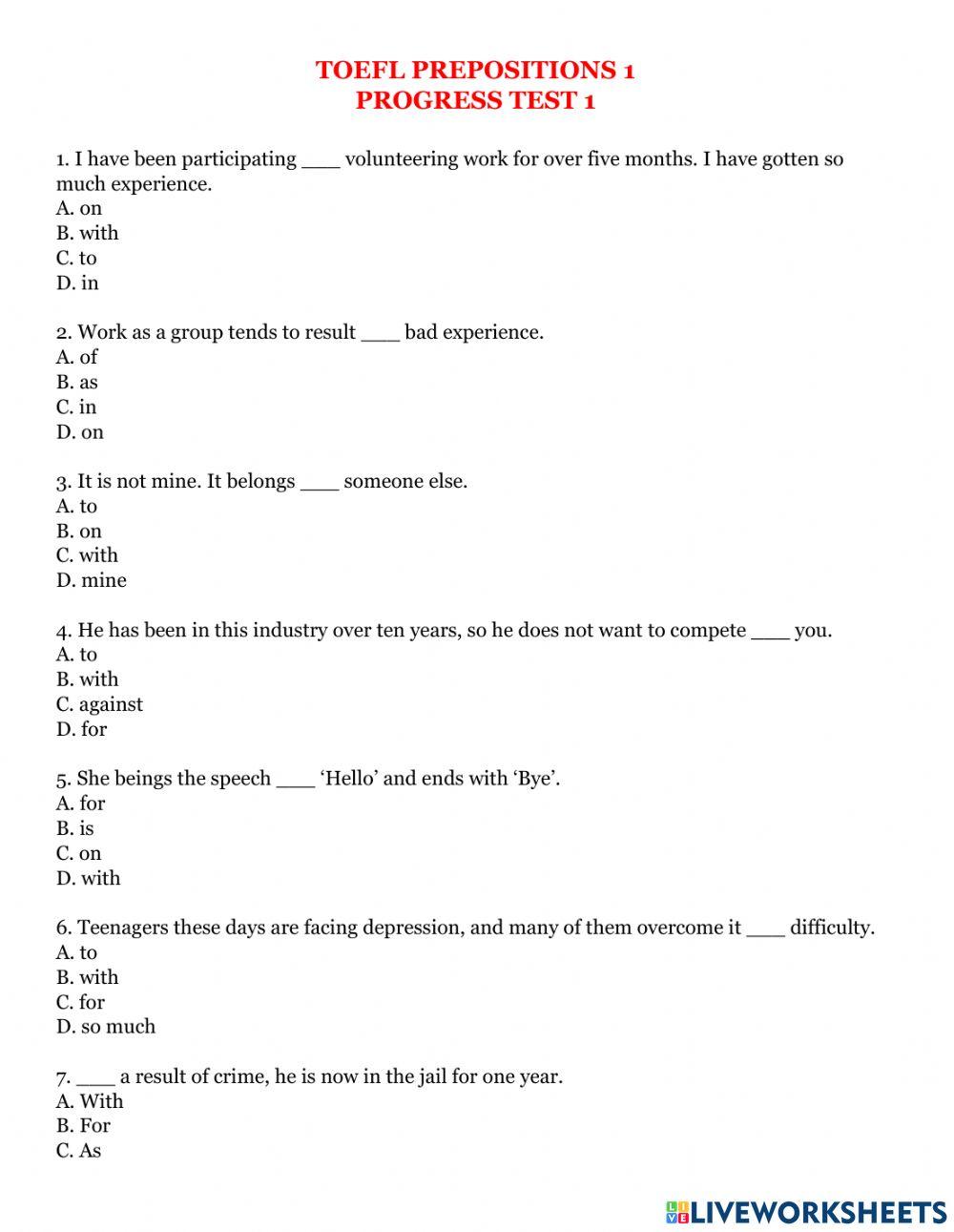 Grammar revision test 9