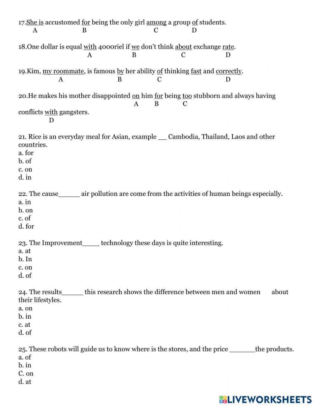 Grammar revision test 9