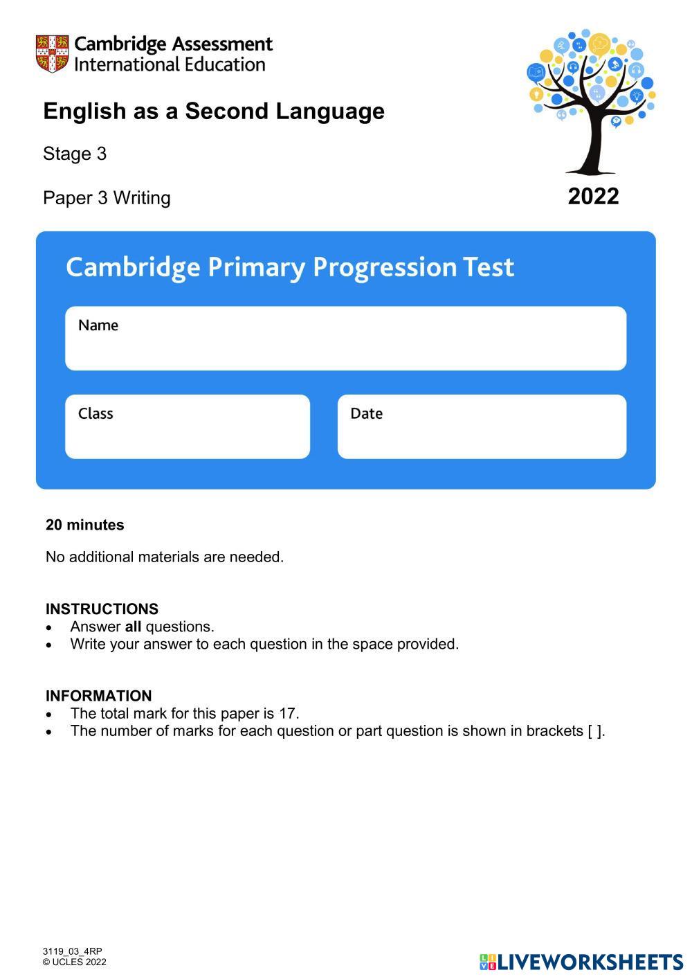 Cambridge Primary Checkpoint 2023 Science