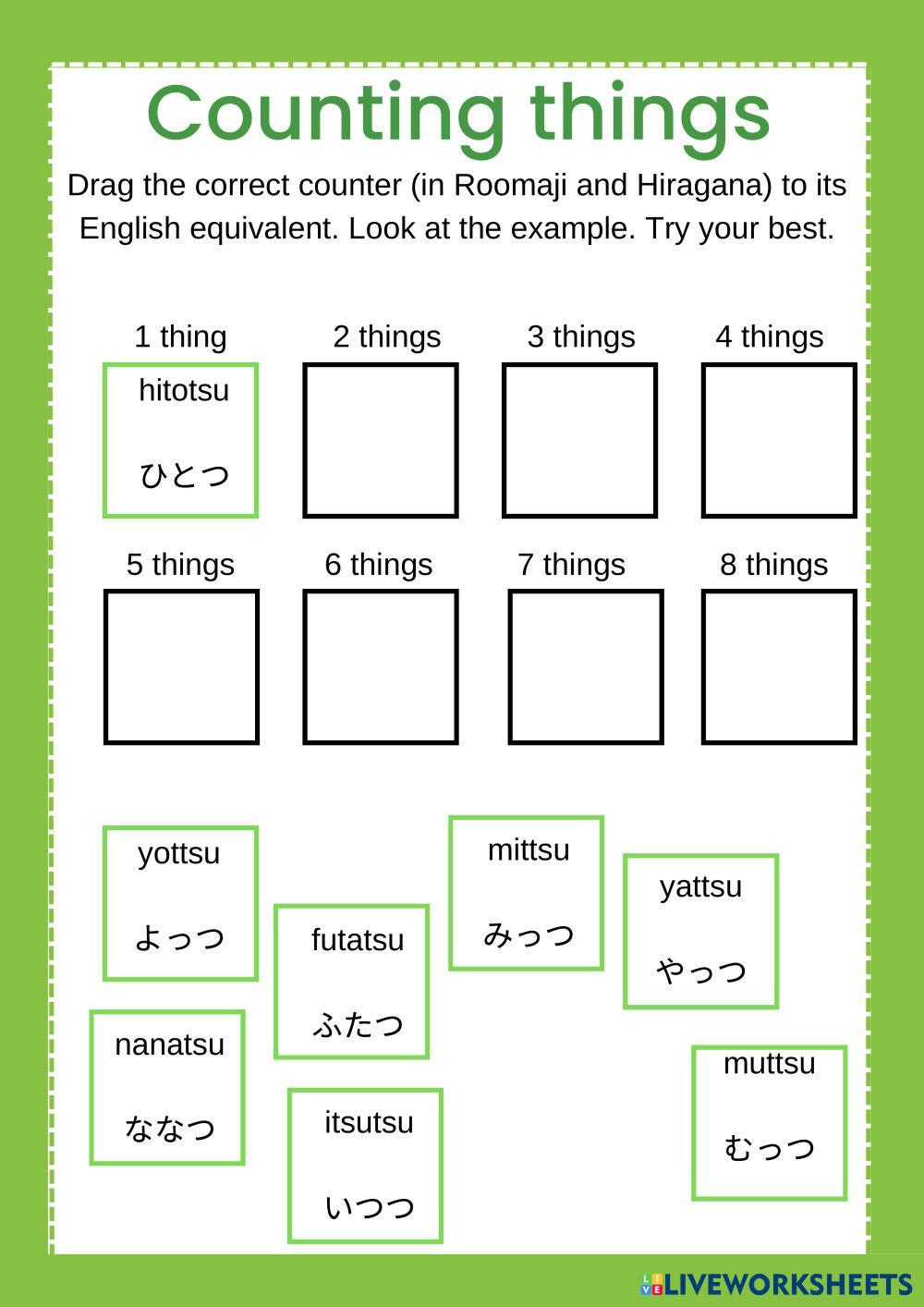 Counting things in japanese live worksheets