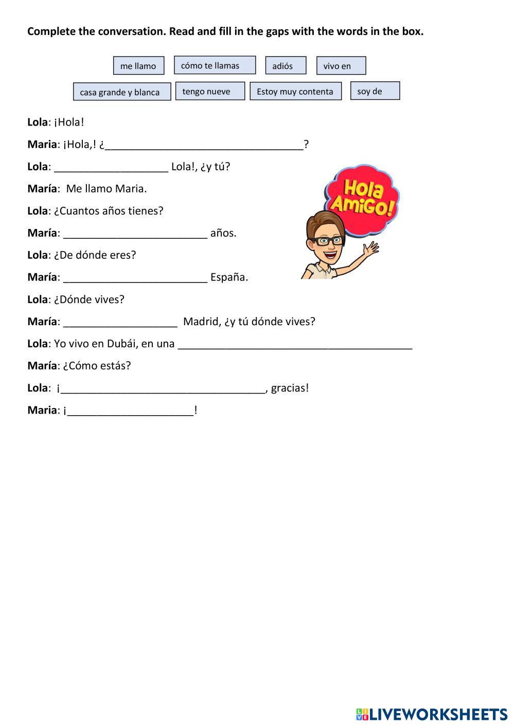 Como Te Llamas Worksheet