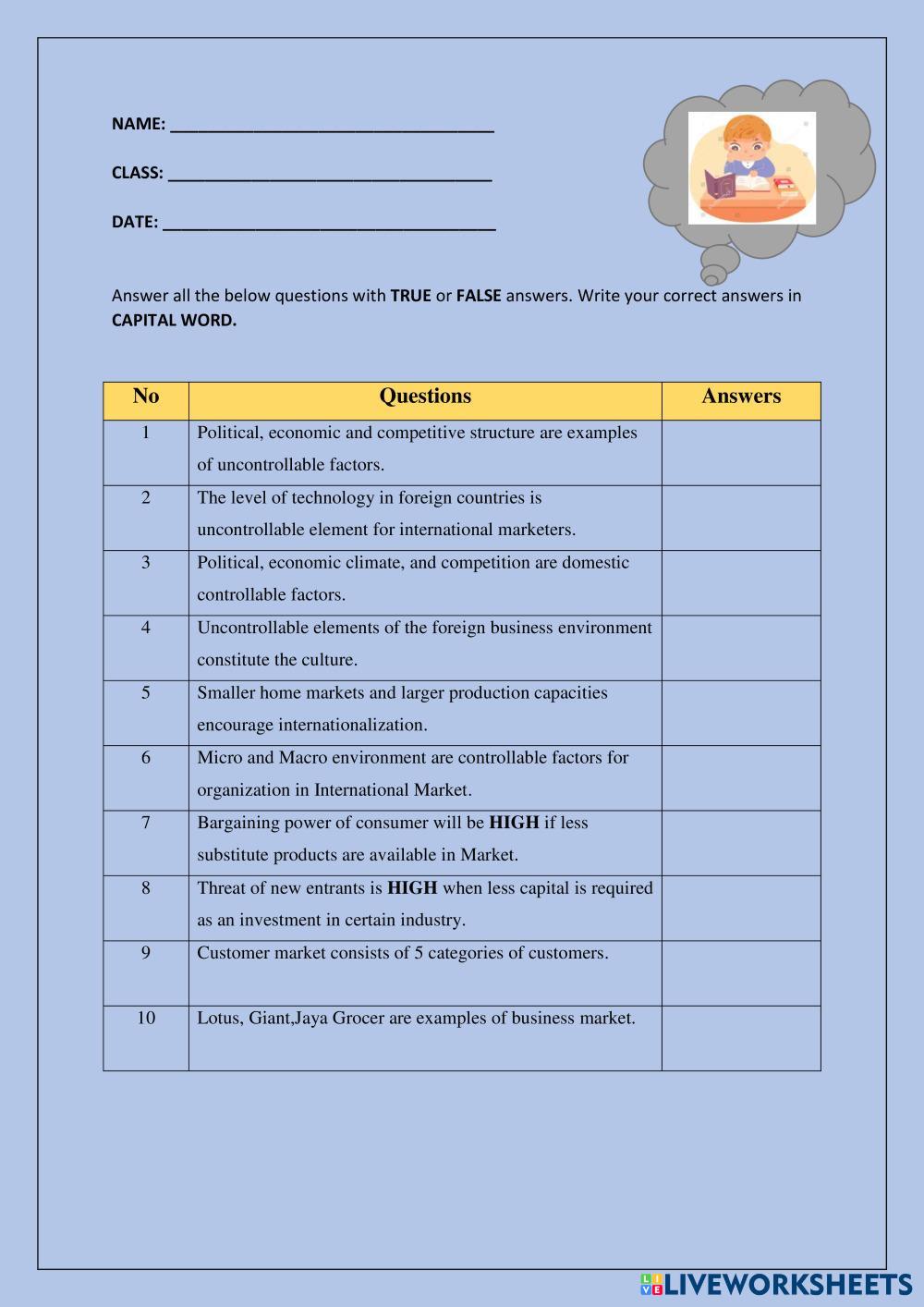 international-environmental-factors-live-worksheets