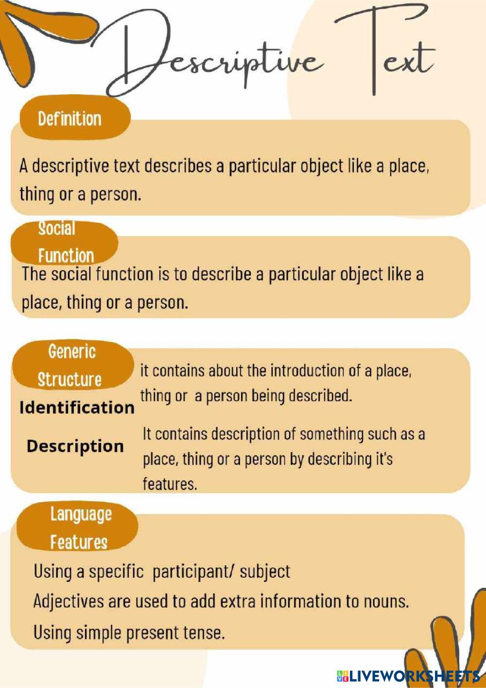 DESCRIPTIVE TEXT | Live Worksheets