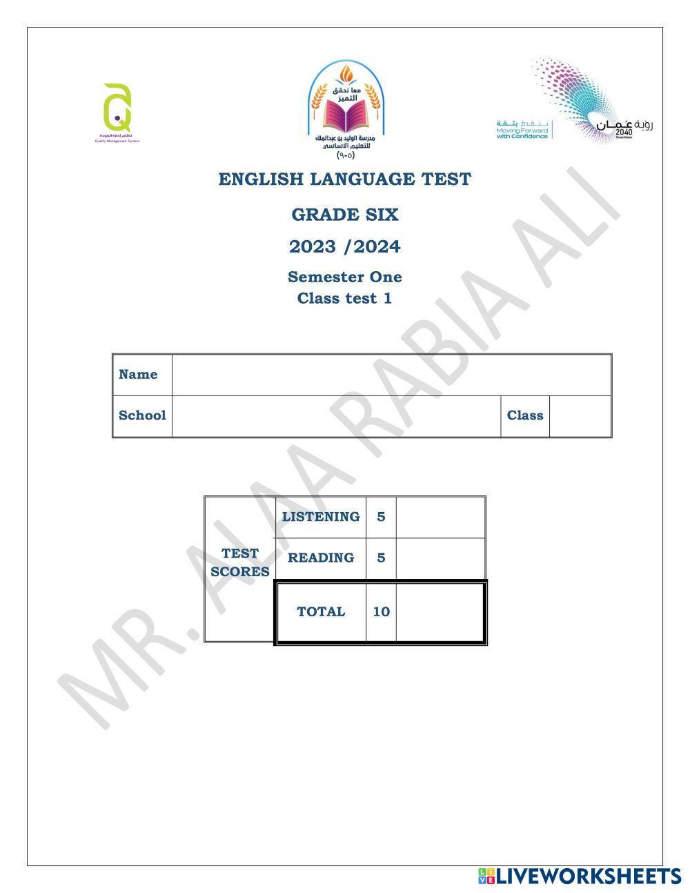 Grade 6 class test 1 s 1 liveworksheets 7238159