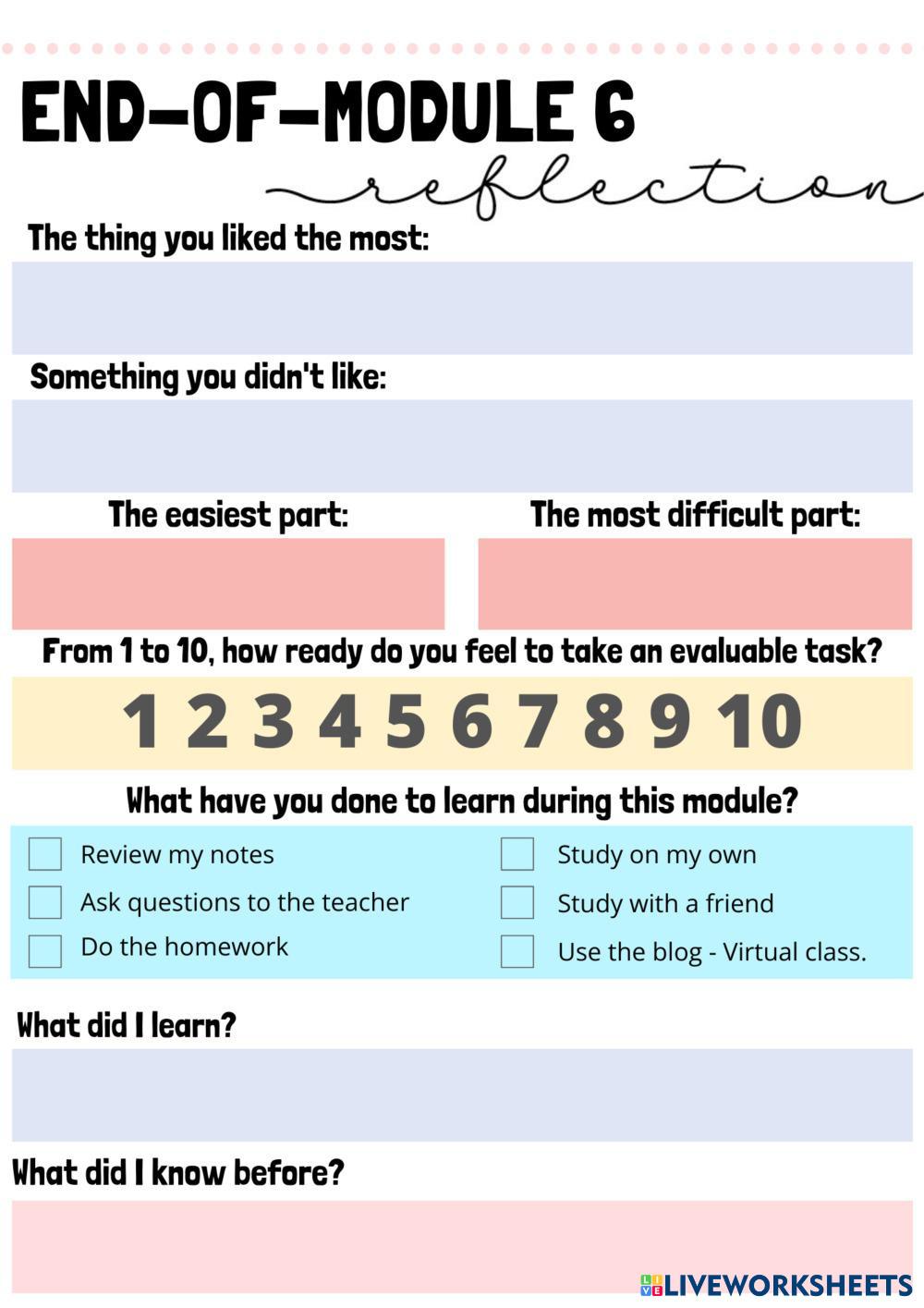 End - of - Modu… | Free Interactive Worksheets | 7239032