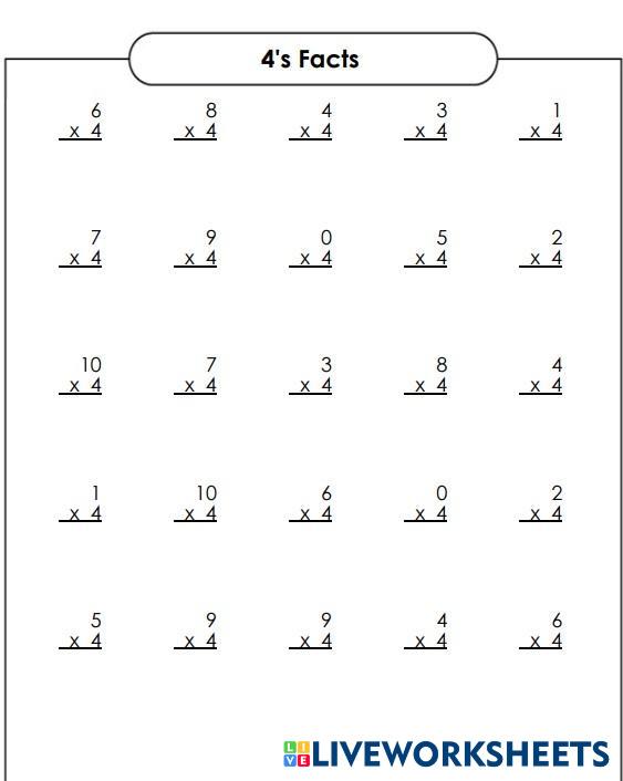 4's Facts | Live Worksheets