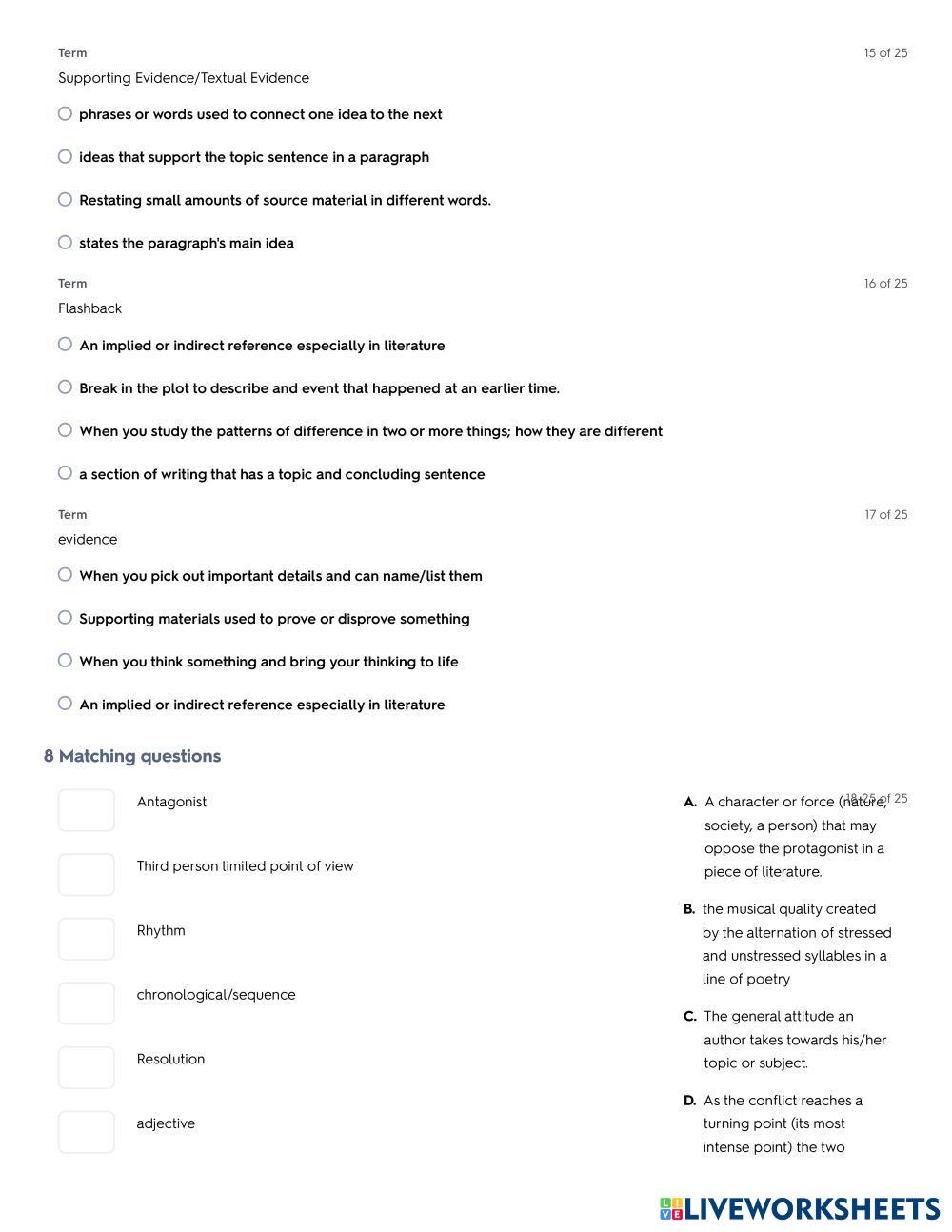 6th Grade ELA L Free Interactive Worksheets 7247578